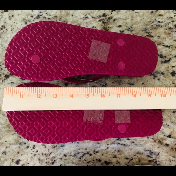 New! Tory Burch Flip flops Sz 8 Red Orange - Picture 6 of 6